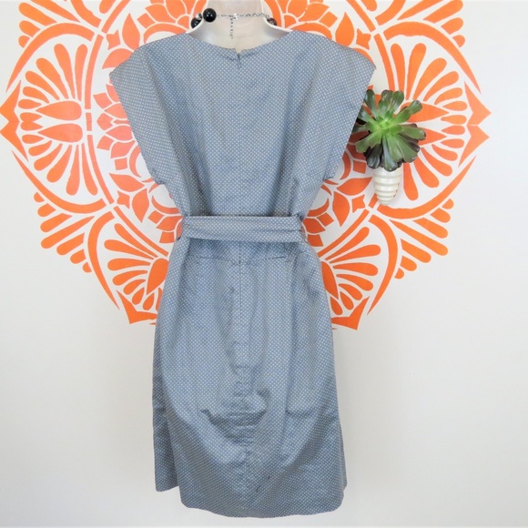 Anne Taylor Loft Gray Cotton Polka Dot Dress 10 - Picture 3 of 3